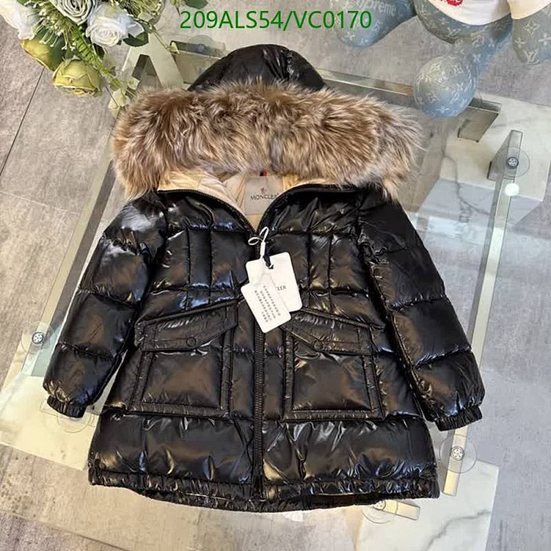 Moncler Kids Shiny Down Jacket with Fur Hood