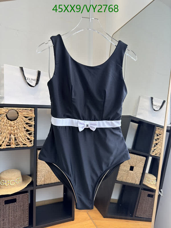 Elegant Chanel-Inspired One-Piece Swimsuit with White Bow Detail 7 Elegant Chanel-Inspired One-Piece Swimsuit with White Bow Detail