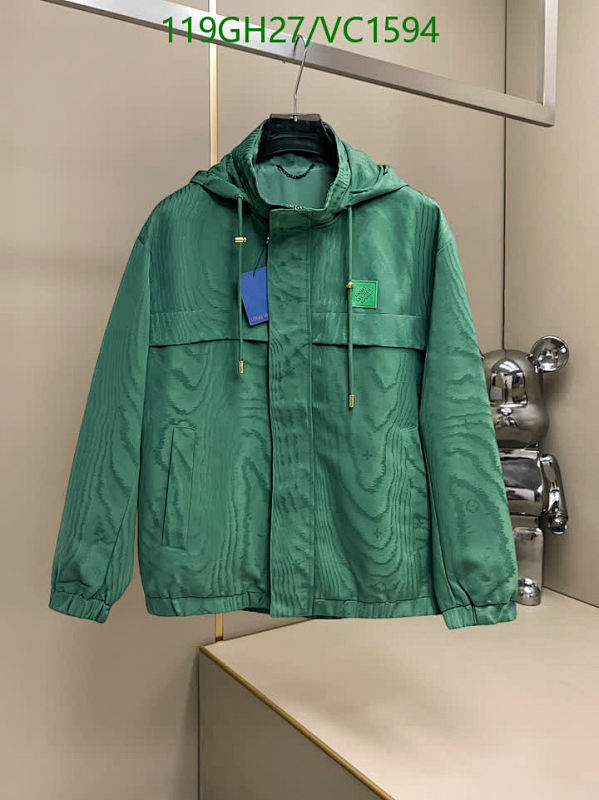Louis Vuitton Men's Green Monogram Hooded Windbreaker Jacket