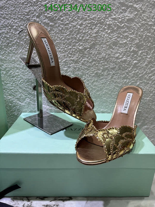 Aquazzura Women's Gold Embroidered Leather Mules - Elegant High Heel Sandals