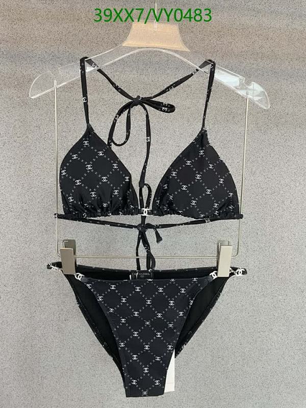 Chanel Monogram Two-Piece Swimsuit - Stylish Black Bathing Suit for Women