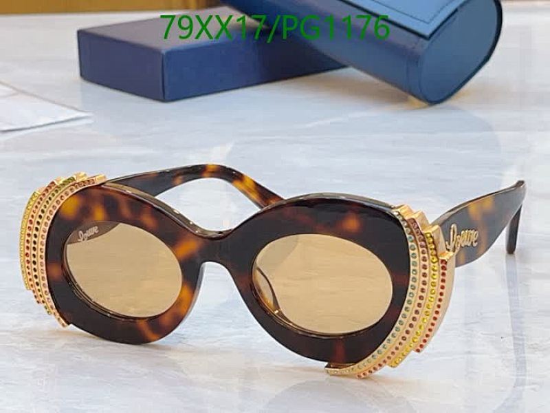 Loewe PG1176 Tortoiseshell Oval Sunglasses with Rhinestone Embellishments