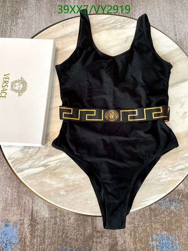 Products 23 Versace Women's Black One-Piece Swimsuit with Medusa and Greca Belt