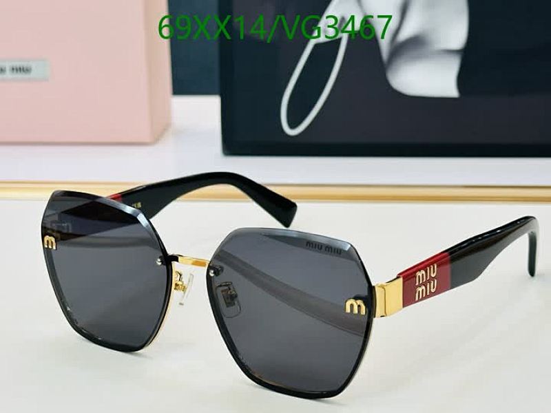 Miu Miu VG3467 Women's Hexagonal Rimless Sunglasses with Gold Accents