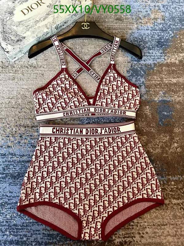 Dior J'Adior Monogram Two-Piece Swimsuit for Women - Burgundy & White