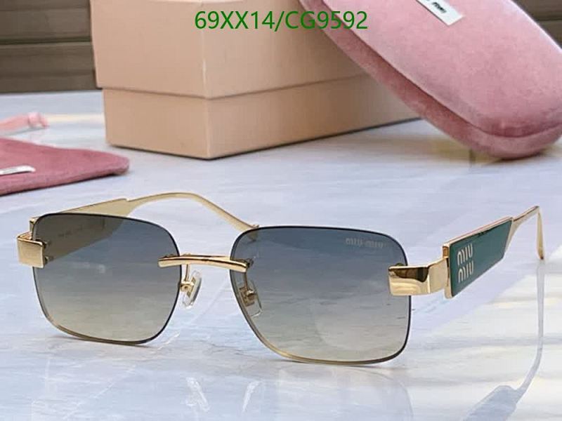 Miu Miu CG9592 Rimless Square Sunglasses Gold Green Gradient Lenses