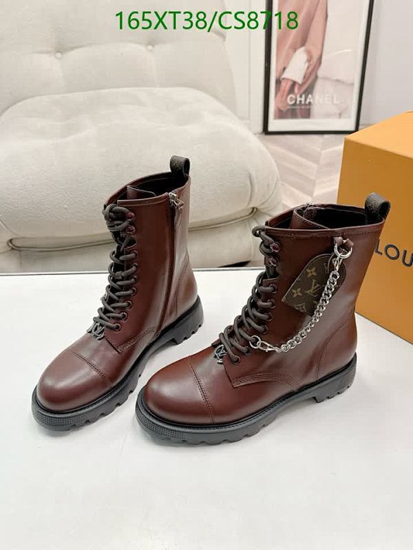 Louis Vuitton Women's Brown Leather Lace-Up Combat Boots