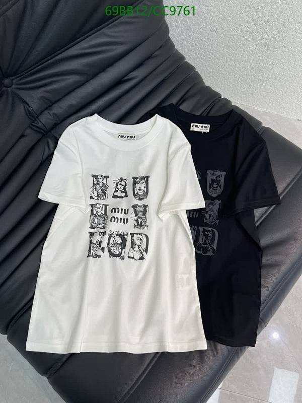 Miu Miu Cotton Graphic Print T-Shirt for Women