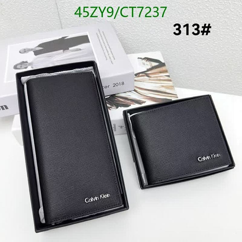 Calvin Klein Men's Genuine Leather Bifold & Long Wallets Set - Black CT7237