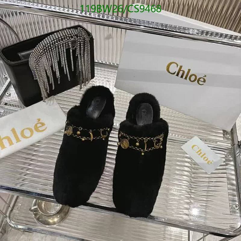 Chloe Women's Black Lambskin Furry Slip-On Shoes