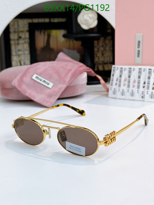 Miu Miu Oval Sunglasses Gold Tone Metal Miu Miu Logo Detail