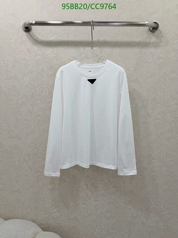 Prada Men's Cotton Long Sleeve T-Shirt with Black Triangle Logo