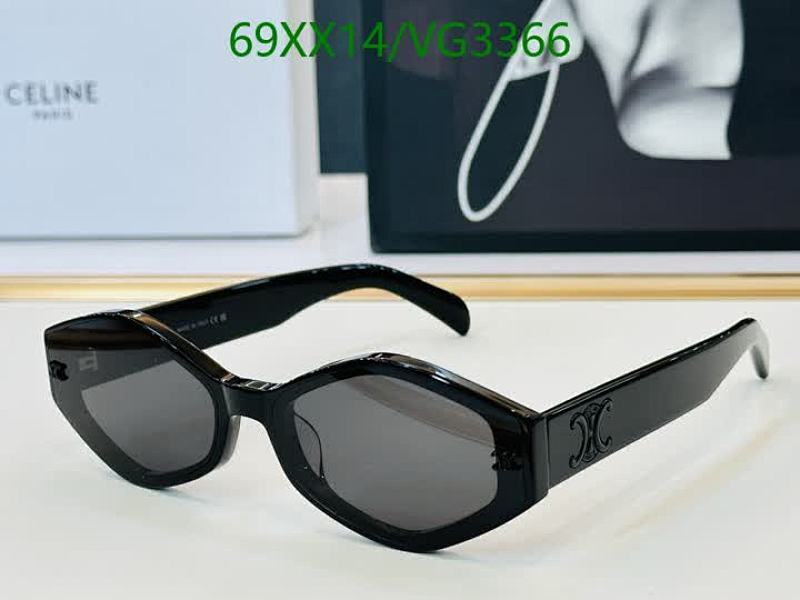 Celine VG3366 Hexagonal Frame Sunglasses - Stylish Black UV Protection Shades