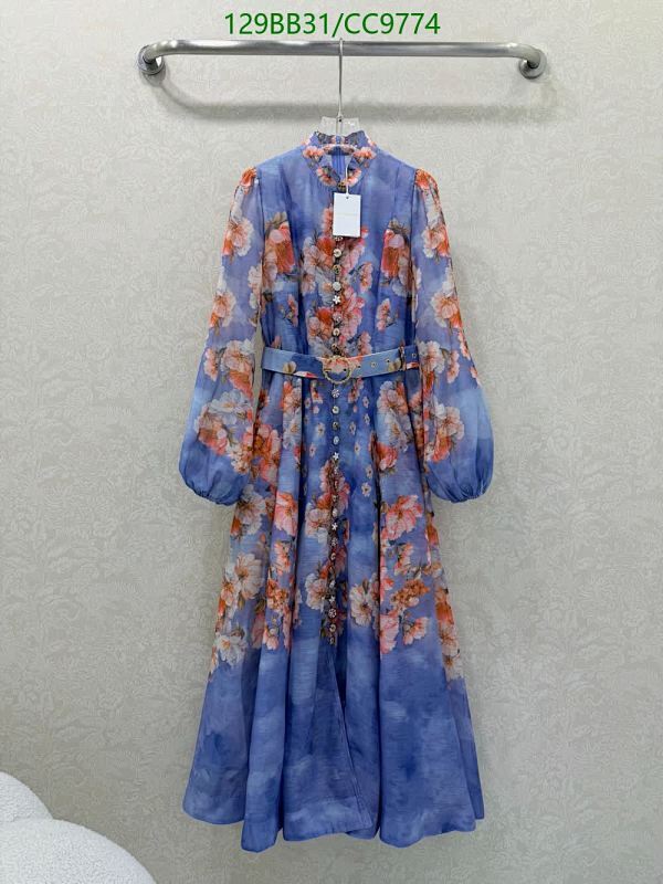 Zimmermann Printed Maxi Dress with Belt - Blue Floral