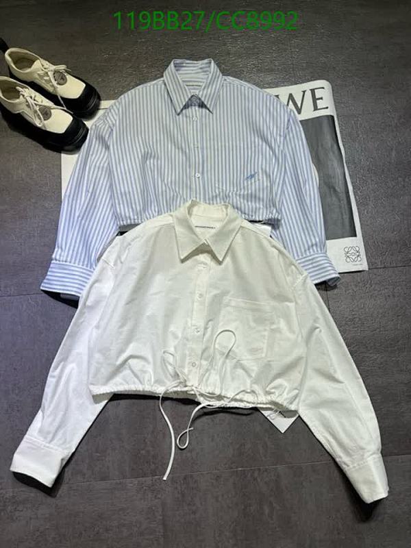 Alexander Wang Cotton Cropped Shirt - Blue Stripe & White