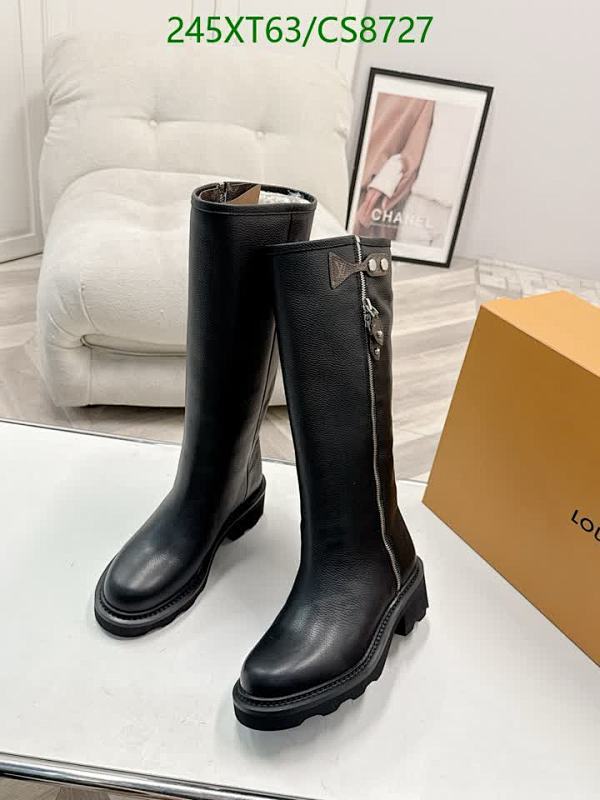Women's Black Leather Knee-High Boots with Side Zipper