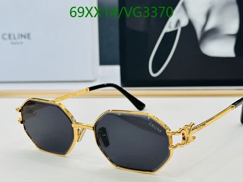Celine Hexagonal Gold Frame Sunglasses - Stylish UV Protection Eyewear