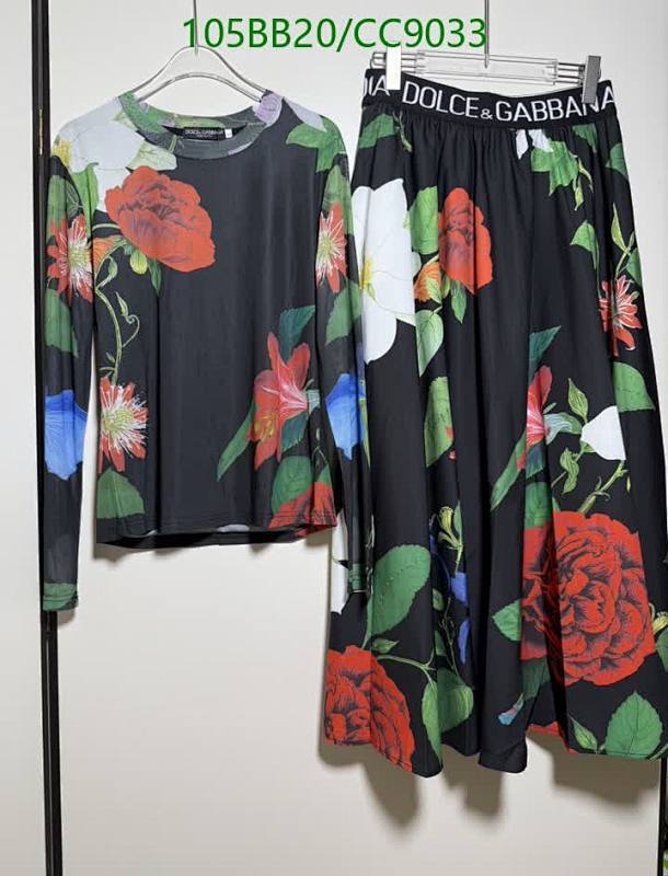 Dolce & Gabbana Floral Print Cotton Long Sleeve Top & Skirt Set