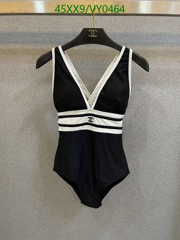 Chanel One-Piece Swimsuit for Women - Elegant Black & White Design