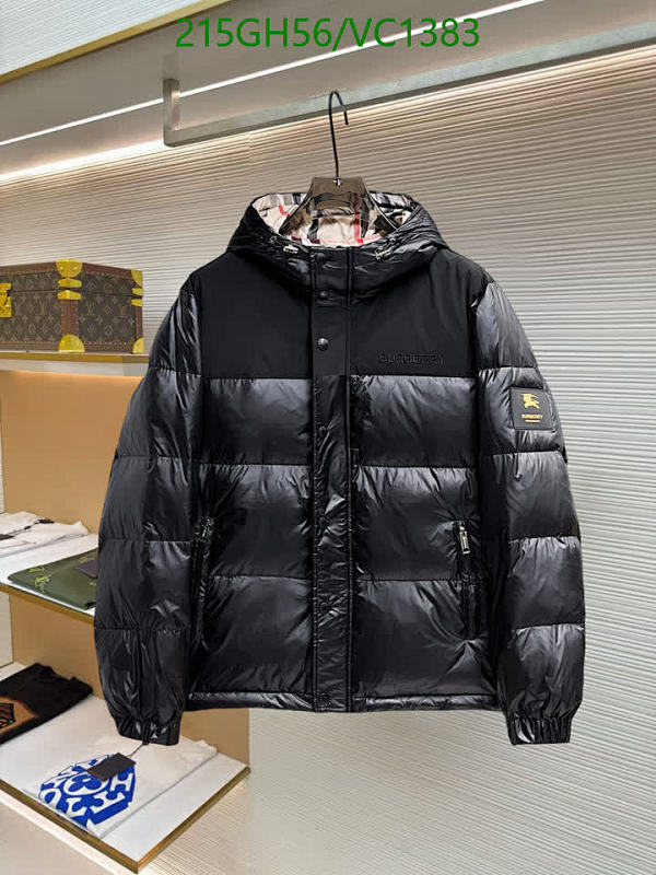 Burberry Men's Black Goose Down Puffer Jacket with Hood - VC1383