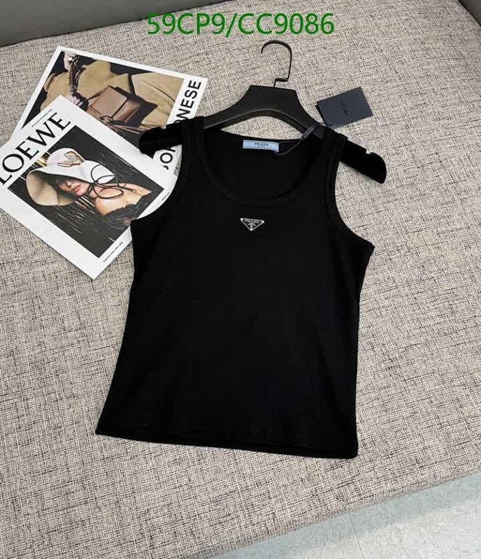 Prada Women's Black Sleeveless Tank Top with Triangle Logo