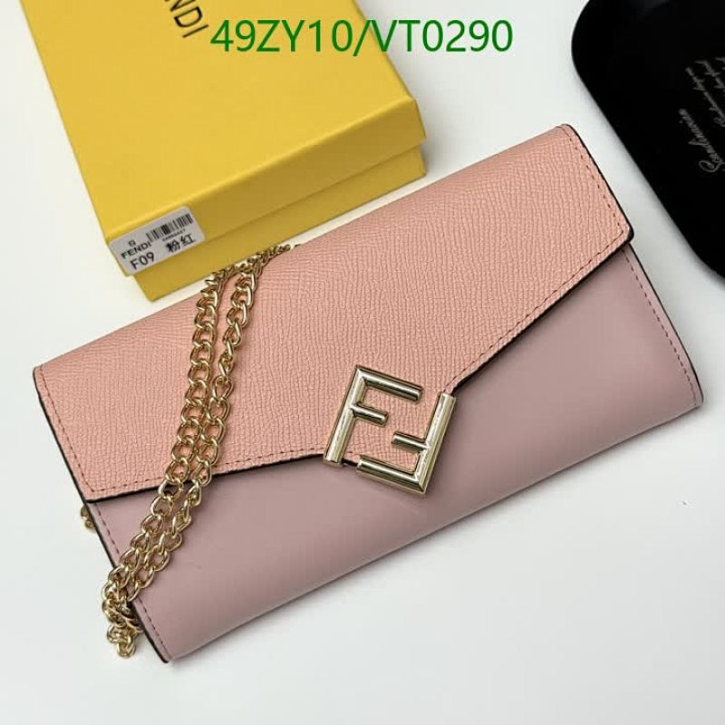 Fendi Pink Leather Chain Wallet - Elegant & Chic