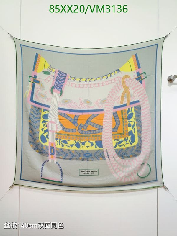 Hermès Silk and Cashmere Blended Scarf - "Montra de Gaucho" Design, 140CM