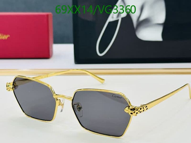 Cartier VG3360 Gold-Tone Square Sunglasses with Panther Head Detail