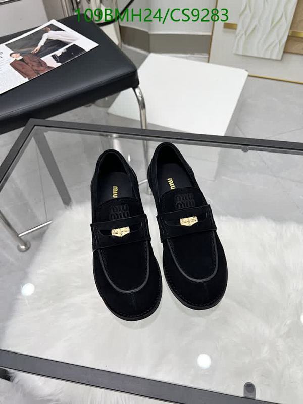 Miu Miu Women's Black Suede Loafers with Gold Buckle Detail