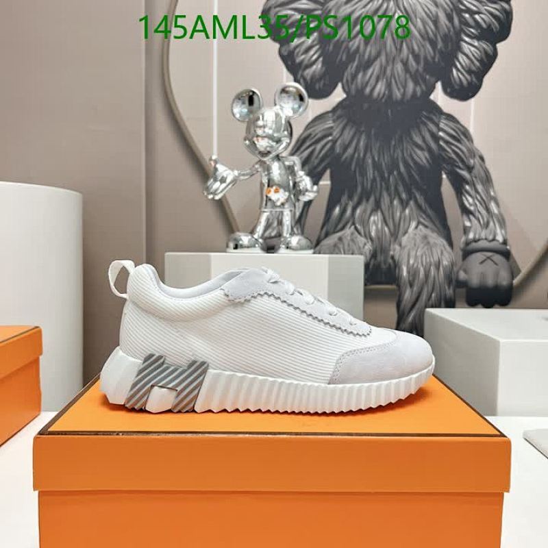 Hermes Men's White Flying Fabric & Sheepskin Sneakers