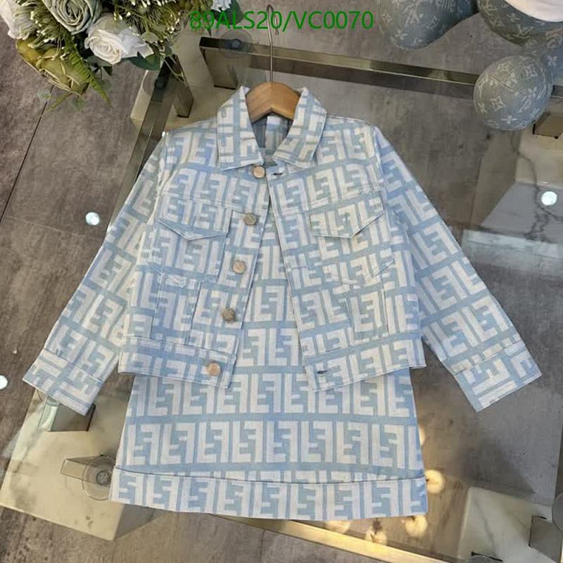 Fendi Kids Denim Jacket and Skirt Set - Light Blue FF Logo