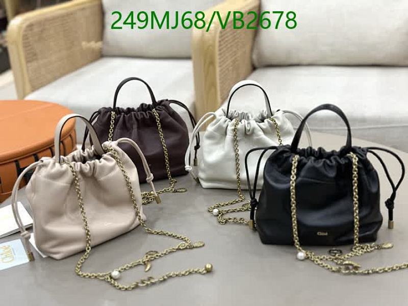 Chloé Mini Drawstring Bucket Bag - Luxurious Sheepskin with Gold Chain Strap