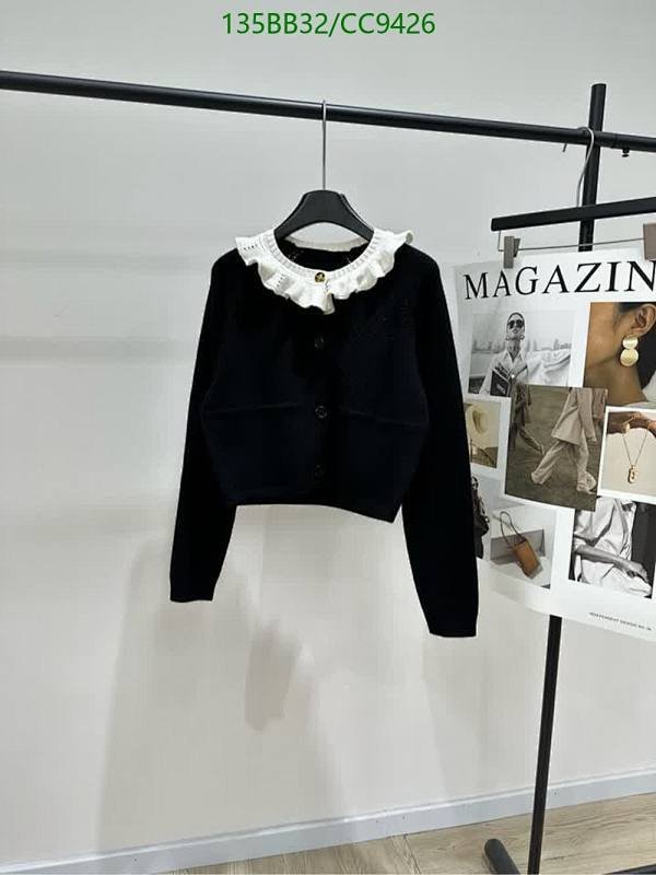 Louis Vuitton Women's Black Wool Knit Ruffled Collar Cardigan