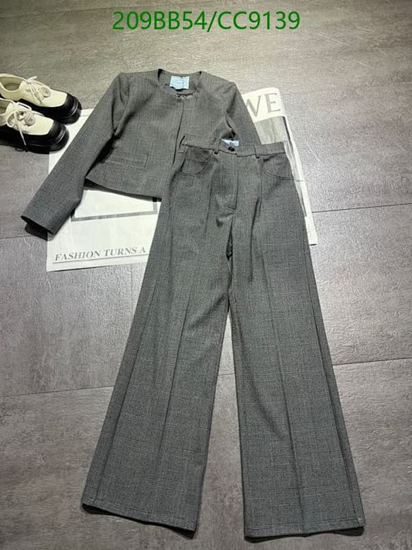 Prada Women's Wool Blend Two-Piece Suit - Elegant Cropped Jacket & Wide-Leg Pants