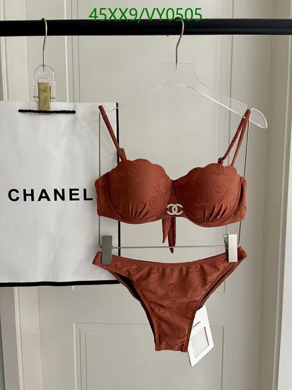 Chanel Women's Scalloped Edge Monogram Bikini Swimsuit Set