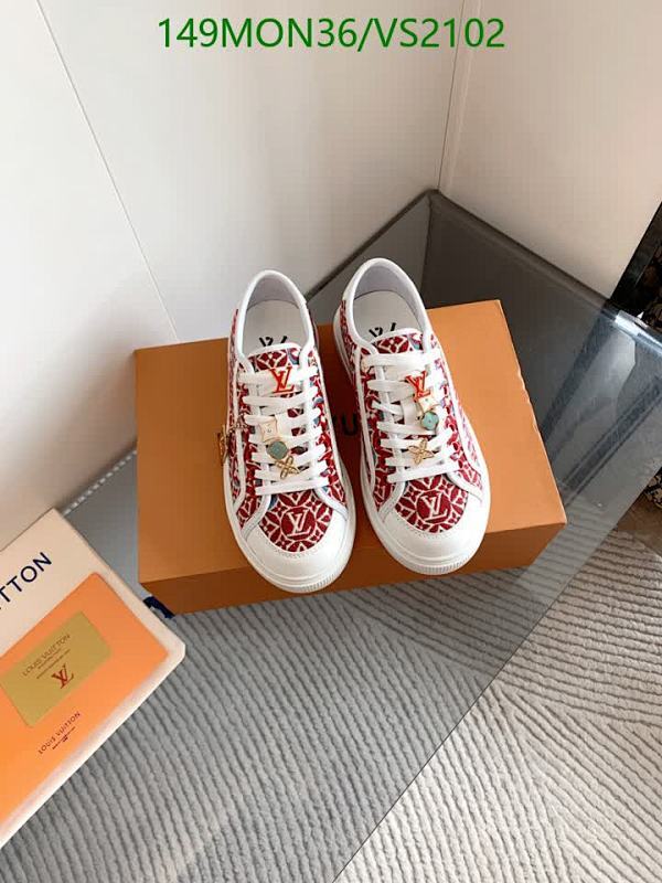 Louis Vuitton Men's Monogram Canvas Sneakers - Stylish Red & White Low-Tops 37 Louis Vuitton Women's Monogram Fabric Low-Top Sneakers - Stylish & Comfortable