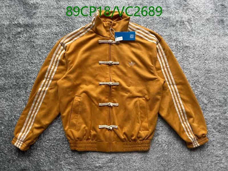 Adidas Retro Orange Velour Track Jacket with Chinese Knot Buttons