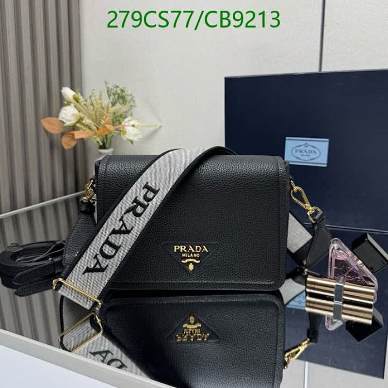 Prada Black Cowhide Leather Shoulder Bag with Logo Strap