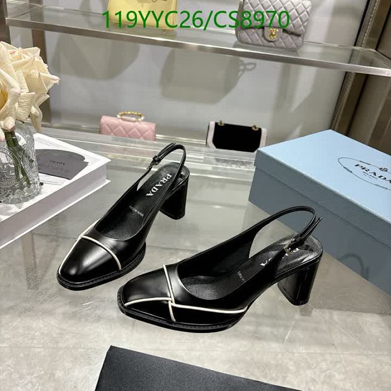 Prada Women's Black Leather Slingback Block Heels