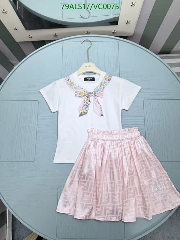 Fendi Kids Girls Cotton T-Shirt and Skirt Set - White & Pink