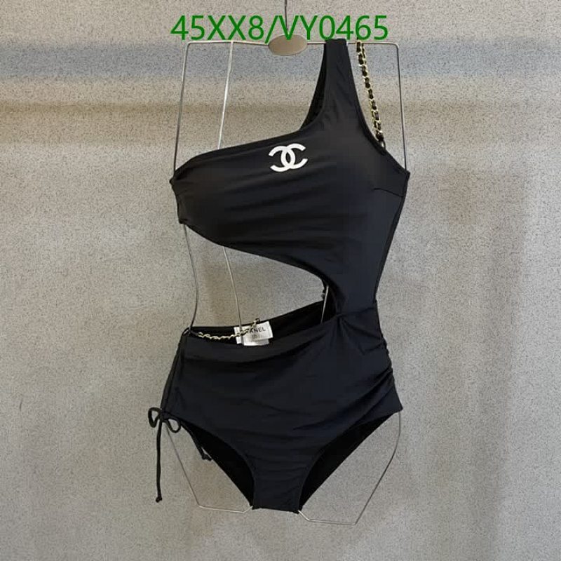 Chanel One-Piece Swimsuit with Chain Detail - Black