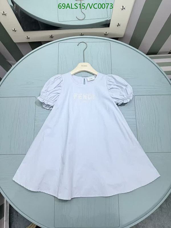 Fendi Kids Pale Blue Cotton Puff Sleeve Dress - Sizes 90-145cm