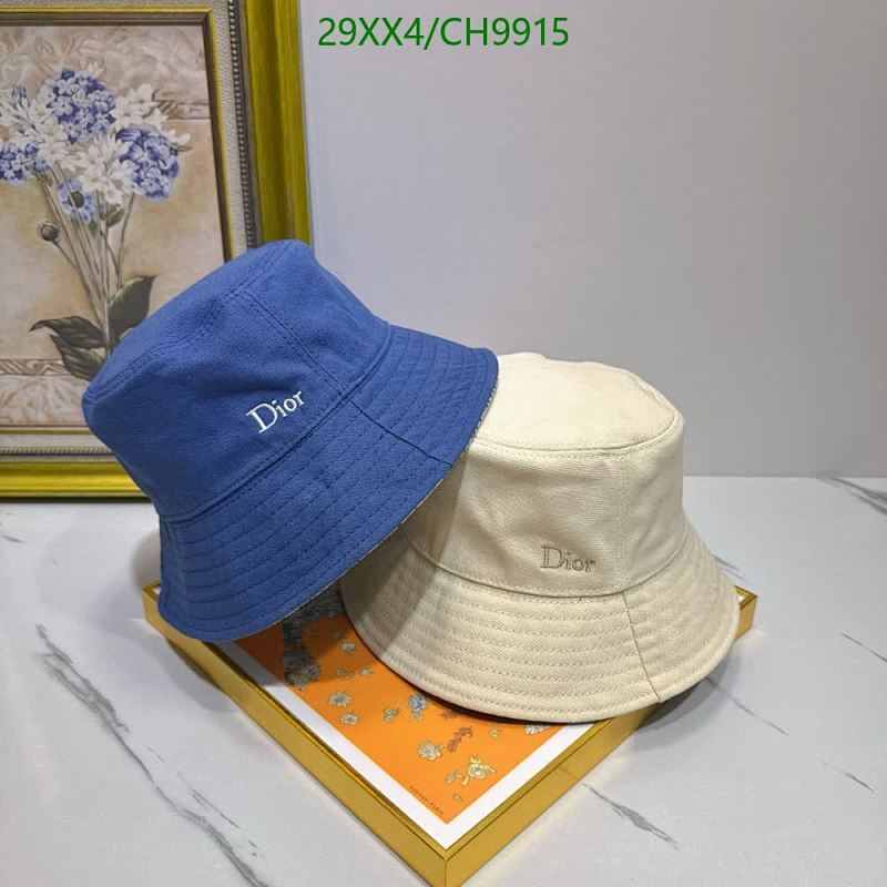 Dior Bucket Hat - Stylish Blue & Cream Casual Sun Hat