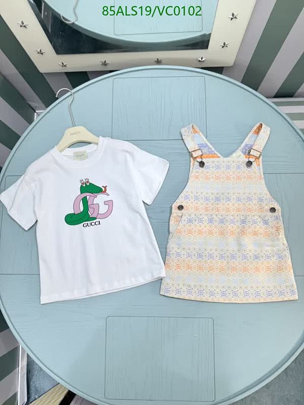 Gucci Kids Cotton Graphic T-Shirt and Overall Dress Set