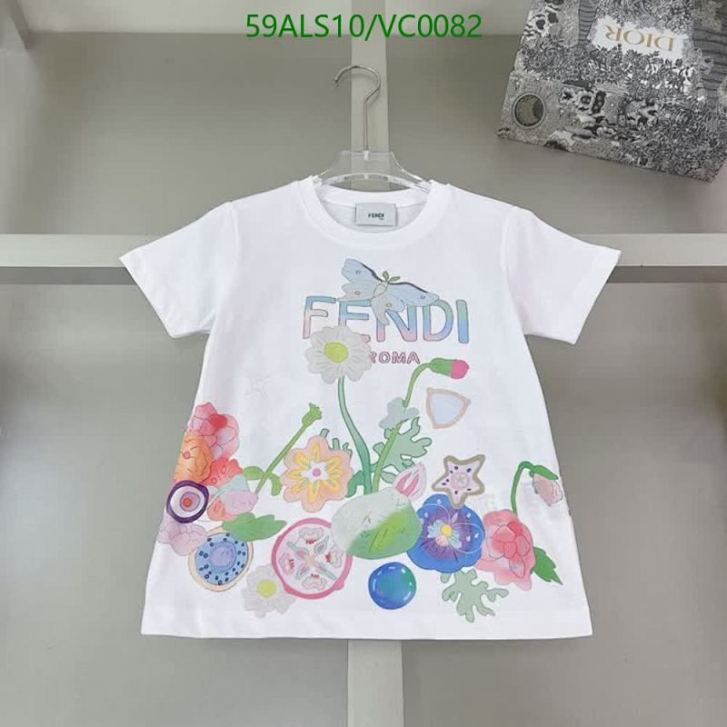 Fendi Kids Short-Sleeve Cotton T-Shirt with Floral Butterfly Print