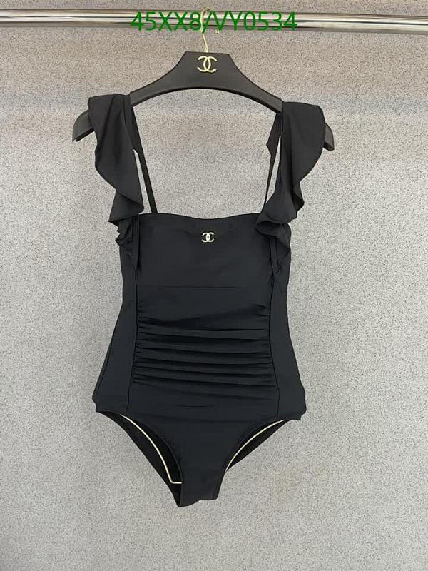 Chanel Women's Black Ruffled Swimsuit - Elegant One-Piece