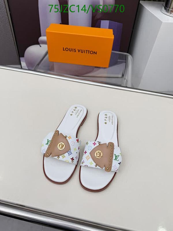Louis Vuitton Women's Classic Monogram Leather Flat Sandals - Luxury Comfort