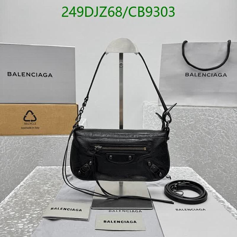 Balenciaga Black Sheepskin Shoulder Bag with Rivets