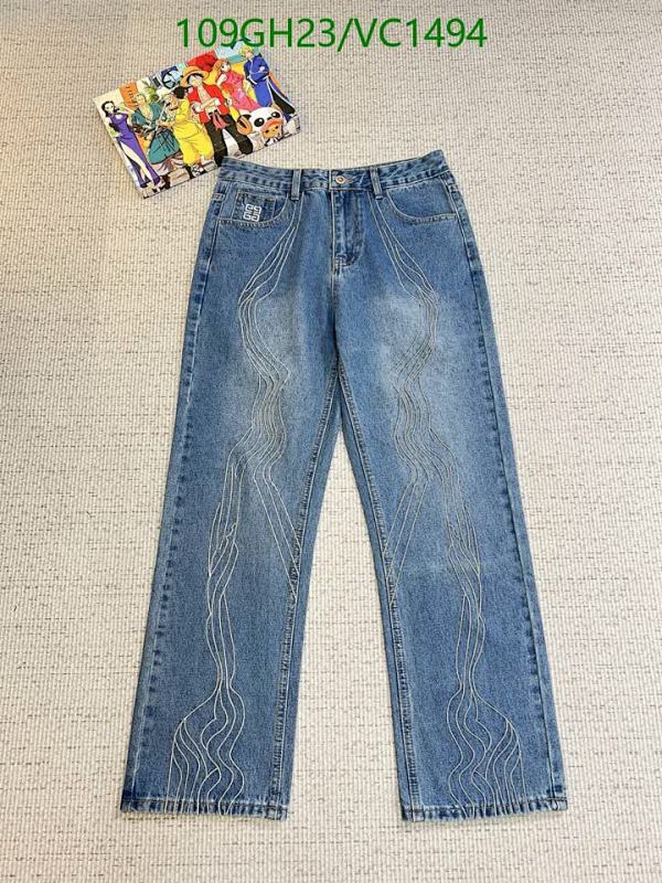 Givenchy Men's Denim Jeans with Unique Wavy Stitching - Stylish & Comfortable