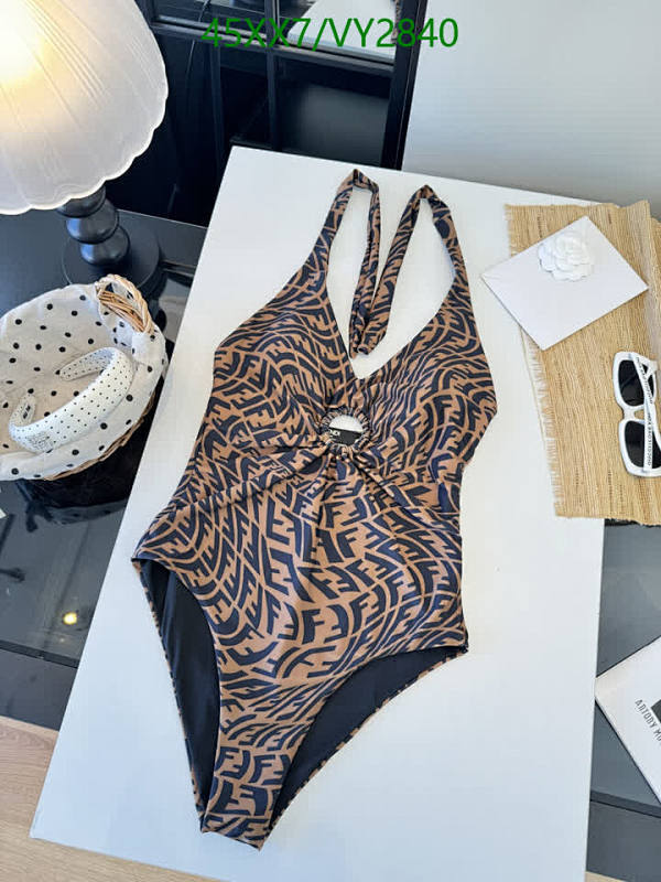 Fendi Monogram Halter Neck One-Piece Swimsuit for Women - Luxury Beachwear